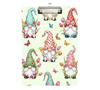 Gnomes Colorful Hats Polka Dots Clipboard Acrylic Portable Clipboard Letter Size Clipboards, A4 Letter Size 12.5 x 9 Inches Silver Clip
