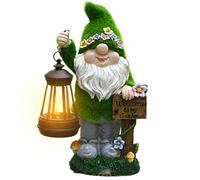 Gnomes Decorations for Yard, Gnome Garden Decor,Cute Solar Garden Gnomes with Lantern |Lighting and Landscape Accessories, Outdoor Sculptures and Statues for Patios, Balconies, Pelo