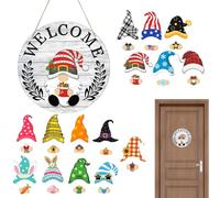 Gnomes Decorations Set - Interchangeable Magnetic Change, Wooden Door Hanger Size, Wooden Material, Use by Family Friends, for Women, Porch