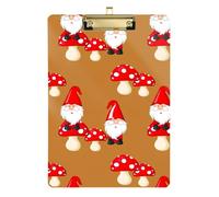 Gnomes Mushroom Brown Acrylic Clipboard Portable Clipboard Paperboard Chic Design Clipboards with Low Profile Metal Clip for Teachers, Students, Nurses
