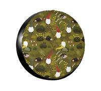 Gnomes Playing in The Garden Print Spare Tire Cover Wheel Protectors Waterproof Sunproof Tire Cover for Trailers Universal Fit for Trailer,RV,SUV,Crossover,Camper,Truck 17 inch