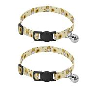 Gnomes Yellow Black Striped Soft Polyester Pet Collar, 2 Pack Kitten Bell Collar