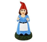 Gnometastic Middle Finger Gnome - Lady Double Bird Statue, 8.45in, Female Naughty Gnome - Garden Gnomes Outdoor Funny Lawn Decoration