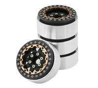 GNOVIATL 1/10 RC Crawler Car Compatible 1.9 Inch Metal Beadlock Wheel Hub Rim Compatible with Various Models(Black)
