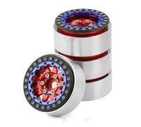 GNOVIATL 1/10 RC Crawler Car Compatible 1.9 Inch Metal Beadlock Wheel Hub Rim Compatible with Various Models(Red)