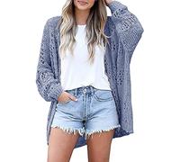 Gnpolo Lightweight Summer Knitwear Cardigan for Women Spring Netted Crochet Cardigans Sweaters, Blue, Large