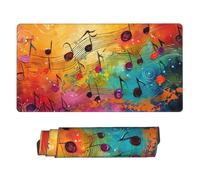 GNQPWEE Large Office Computer Keyboard Mat Extended Gaming Mouse Pad 75 * 40cm Unique Colorful Music Notes Print
