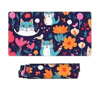 GNQPWEE Large Office Computer Keyboard Mat Extended Gaming Mouse Pad 75 * 40cm Unique Funny Cats Birds and Flowers Print