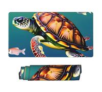 GNQPWEE Large Office Computer Keyboard Mat Extended Gaming Mouse Pad 75 * 40cm Unique Sea Turtle with Fishes Print
