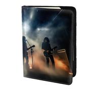 GNQPWEE Leather Passport Holder Cover Case Black Smoke Music Print Eco-Friendly Genuine Leather Travel Essentials