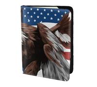 GNQPWEE Leather Passport Holder Cover Case Eagle with USA Flag Print Eco-Friendly Genuine Leather Travel Essentials