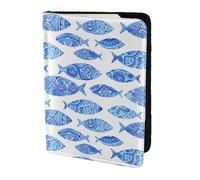 GNQPWEE Leather Passport Holder Cover Case Fish Painting Print Eco-Friendly Genuine Leather Travel Essentials