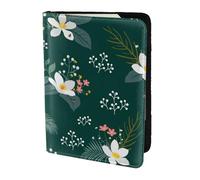 GNQPWEE Leather Passport Holder Cover Case Floral Pattern Print Eco-Friendly Genuine Leather Travel Essentials