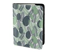 GNQPWEE Leather Passport Holder Cover Case Green Tropical Leaves Print Eco-Friendly Genuine Leather Travel Essentials