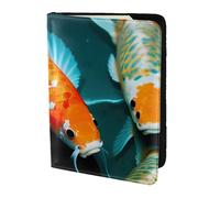 GNQPWEE Leather Passport Holder Cover Case HD Japanese Koi Fish Print Eco-Friendly Genuine Leather Travel Essentials