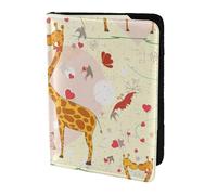 GNQPWEE Leather Passport Holder Cover Case Kissing Giraffe Heart Butterfly Print Eco-Friendly Genuine Leather Travel Essentials