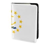 GNQPWEE Leather Passport Holder Cover Case Rhode Island State Flag Print Eco-Friendly Genuine Leather Travel Essentials
