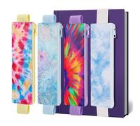 GNUEYART Elastic Pen Holder for Notebook, Bible Journaling, 4 Pack PU Leather Pen Holder with Adjustable Band, Zipper Pouch for Planners, Office Supplies （Dream dye）