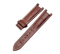 GNUFOPI Cowhide Watch Notched Watchband Crocodile Grain Cowhide Watch Strap Compatible With GC Guess Pasha Cow Leather Waterproof Wristband 20 * 11mm 22 * 13MM Men(Brown-b-no clasp,22-13mm)