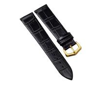 GNUFOPI Leather strap make of cowhide Compatible With Cartier solo must Santos Round watchband soft, breathable(Black Gold,19mm)