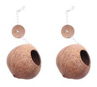 GNURBDILFO 2X Natural Coconut Shell Bird Nest House Hut for Pet Parrot Budgies Parakeet Conure Canary Pigeon Toy Nesting Box