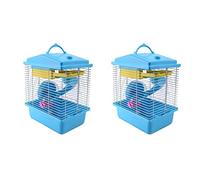 GNURBDILFO 2X Pet Cage Hamster Cottage with Transparent Skylight Double Layer House for Hamster Golden Hamster Pet Blue