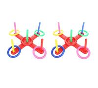 GNURBDILFO 2X Ring Toss Game Quoits Hoopla Set Quoits Pegs Rope Target Kids Garden Party