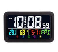 GNURBDILFO Digital Wall Clock, Digital Clock Battery Operated,8 Inch Desk Clock with Temperature Humidity Day Date Black