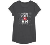 Go Ahead Call HR: Try Me Sassy Office Humor Graphic T-Shirt, Girls, Dark Heather Grey, Small