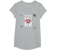 Go Ahead Call HR: Try Me Sassy Office Humor Graphic T-Shirt, Girls, Heather Grey, Medium