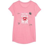 Go Ahead Call HR: Try Me Sassy Office Humor Graphic T-Shirt, Girls, Pink, XS