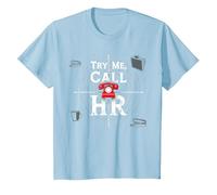 Go Ahead Call HR: Try Me Sassy Office Humor Graphic T-Shirt, Kids, Baby Blue, 8 Years