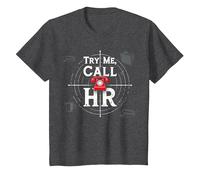 Go Ahead Call HR: Try Me Sassy Office Humor Graphic T-Shirt, Kids, Dark Heather Grey, 12 Years