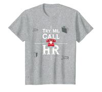 Go Ahead Call HR: Try Me Sassy Office Humor Graphic T-Shirt, Kids, Heather Grey, 8 Years