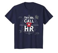 Go Ahead Call HR: Try Me Sassy Office Humor Graphic T-Shirt, Kids, Navy, 8 Years