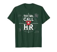 Go Ahead Call HR: Try Me Sassy Office Humor Graphic T-Shirt, Men, Dark Green, XX-Large