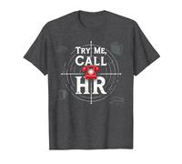 Go Ahead Call HR: Try Me Sassy Office Humor Graphic T-Shirt, Men, Dark Heather Grey, L