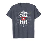 Go Ahead Call HR: Try Me Sassy Office Humor Graphic T-Shirt, Men, Heather Blue, 4XL