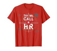 Go Ahead Call HR: Try Me Sassy Office Humor Graphic T-Shirt, Men, Red, XXL