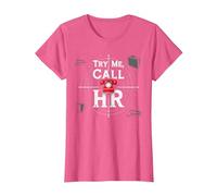 Go Ahead Call HR: Try Me Sassy Office Humor Graphic T-Shirt, Women, Pink Heather, L