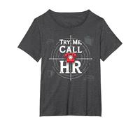 Go Ahead Call HR: Try Me Sassy Office Humor Graphic T-Shirt, Women's Plus, Dark Heather Grey, 1X