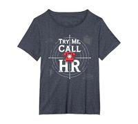 Go Ahead Call HR: Try Me Sassy Office Humor Graphic T-Shirt, Women's Plus, Heather Blue, 1X