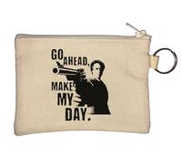 Go Ahead Make My Day Key Chain Coin Purse Beige