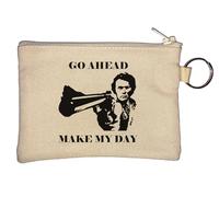 GO Ahead Make My Day Key Chain Coin Purse Beige