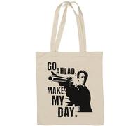 Go Ahead Make My Day Natural Cotton Tote Bag White