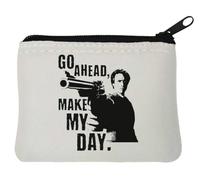 Go Ahead Make My Day Neoprene Coin Purse Pouch 10x11cm White