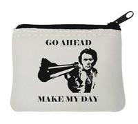 GO Ahead Make My Day Neoprene Coin Purse Pouch 10x11cm White