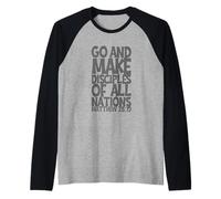 Go and Make Disciples of All Nation Matthew 28:19 3D Effect Raglan Baseball Tee