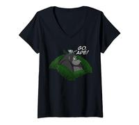 Go Ape - Funny Gorilla / Cat V-Neck T-Shirt