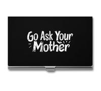 Go Ask Your Mother Business Card Wallet Credit Card Holder Metal Square Small Pocket Purse